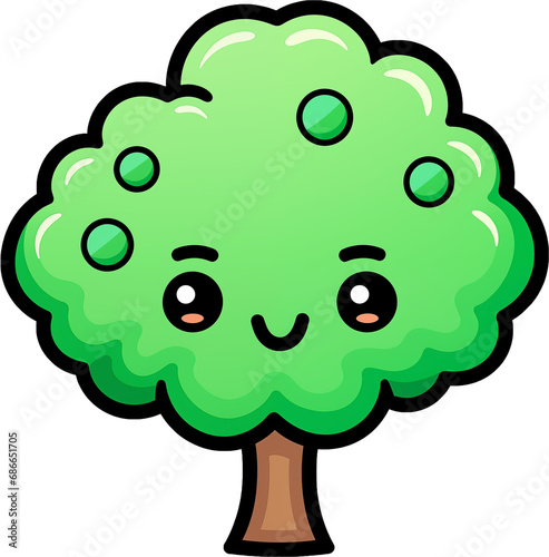 Cute face tree character emoticon