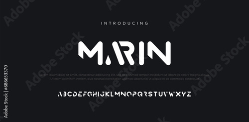 Marin Abstract sport modern alphabet fonts. Typography technology electronic sport digital game music future creative font. vector illustration photo