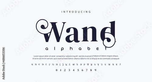 Wand Minimal font creative modern alphabet. Typography with dot regular and number. minimalist style fonts set. vector illustration