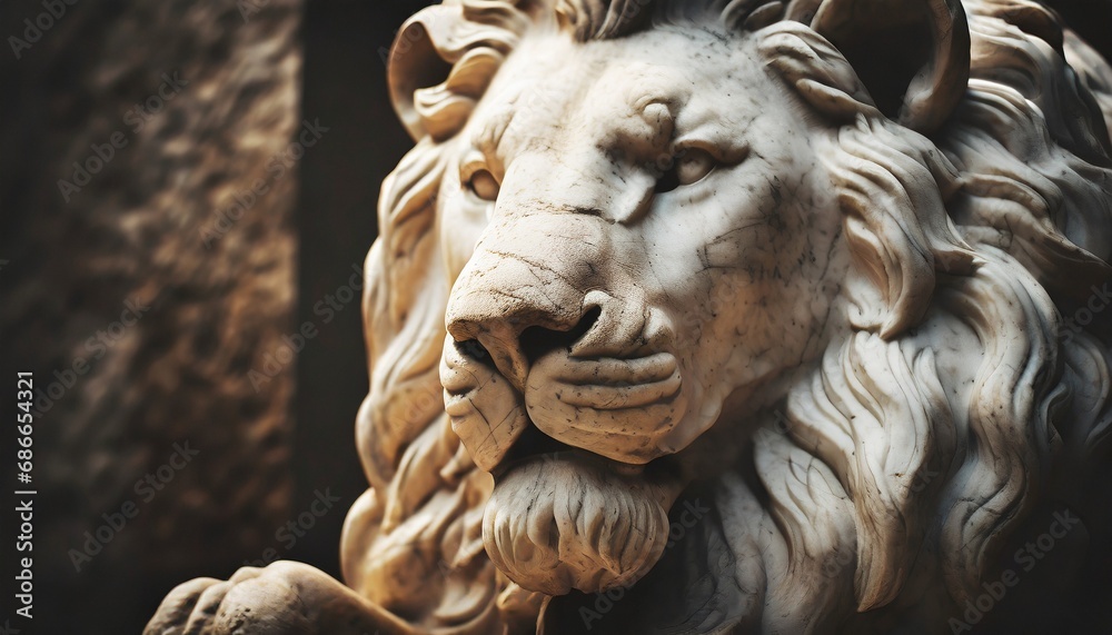 Macro Shot of a Marble Lion Sculpture
