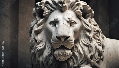 Macro Shot of a Marble Lion Sculpture