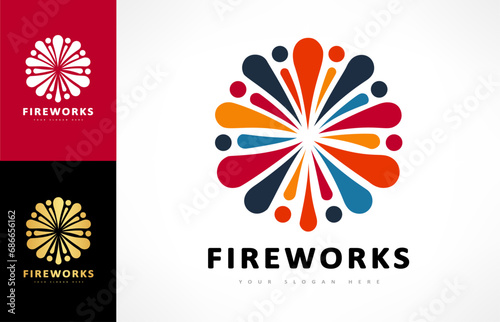 fireworks and stars logo vector design