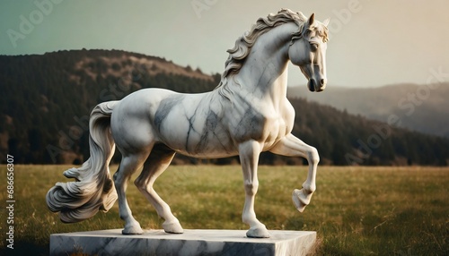 3D Marble Horse Statue 