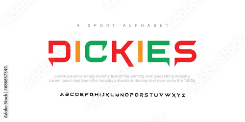 Dickies , a modern alphabet lowercase font. minimalist typography vector illustration design photo