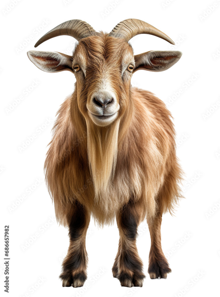 Full body goat isolated on white background, front view Full body goat isolated on white background, front view