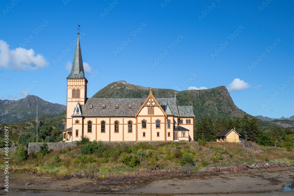 The church of Vagan, Vaganveien, Kabelvag, Lofoten Islands, Norway