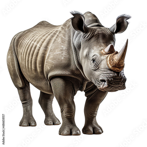 Full body rhino  isolated on white background