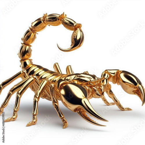 golden scorpion on white background