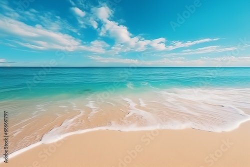 a beach with blue water and clouds © Gheorghe