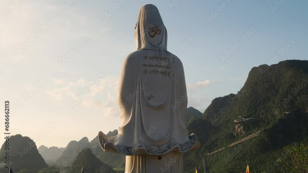 Phat Tich Truc Lam Ban Gioc Pagoda during sunset in Vietnam. Buddhist temple concept in vietnam