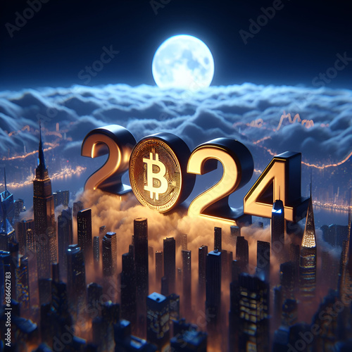 Bitcoin, 2024, new yea, cryptocurrency, surge, spot ETF photo