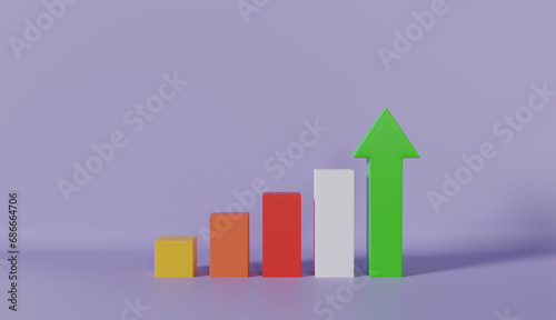 Business growth up sign icon on purple background