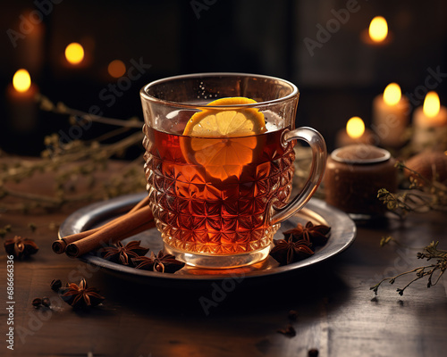 Winter warming tea with spices and orange