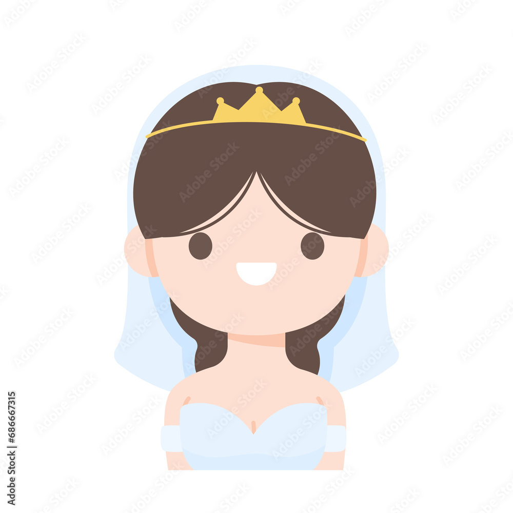 Cartoon bride wearing a white dress at the wedding ceremony Cartoon bride wearing a white dress at the wedding ceremony