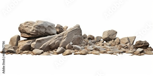 Rock stones on beach grounds cutout backgrounds 3d render, Generative AI 