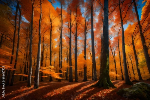 autumn forest generated by AI technology © abdur