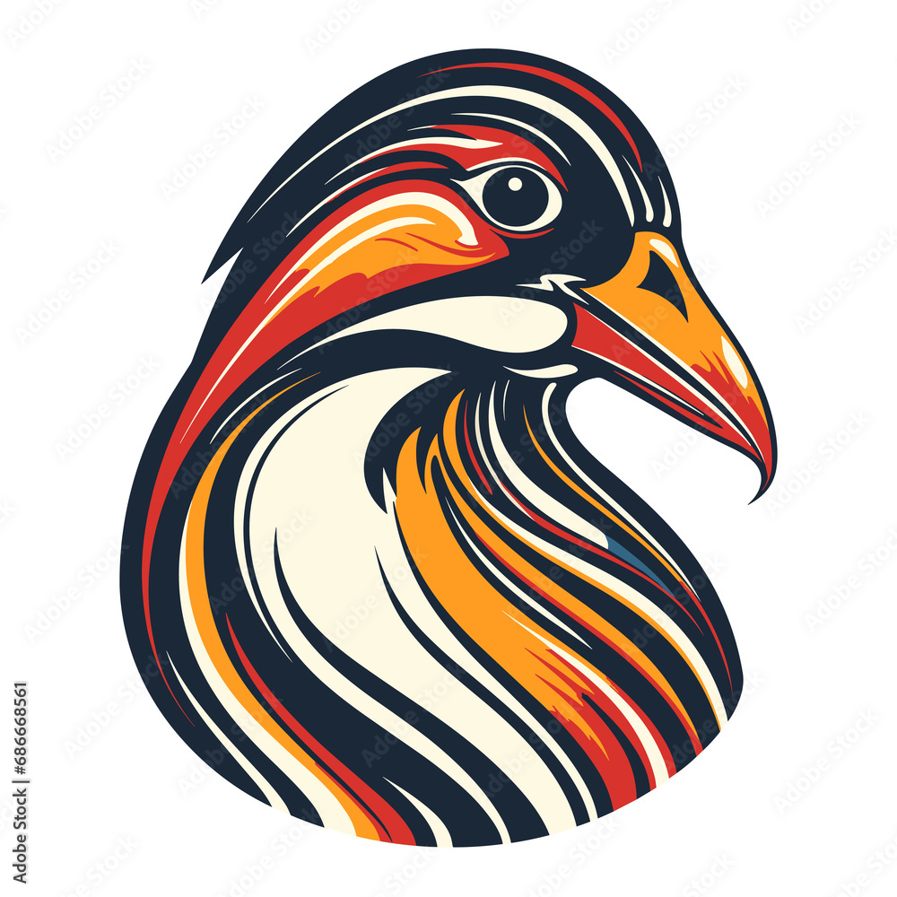 Fototapeta premium Penguin head illustration, isolated on transparent background.