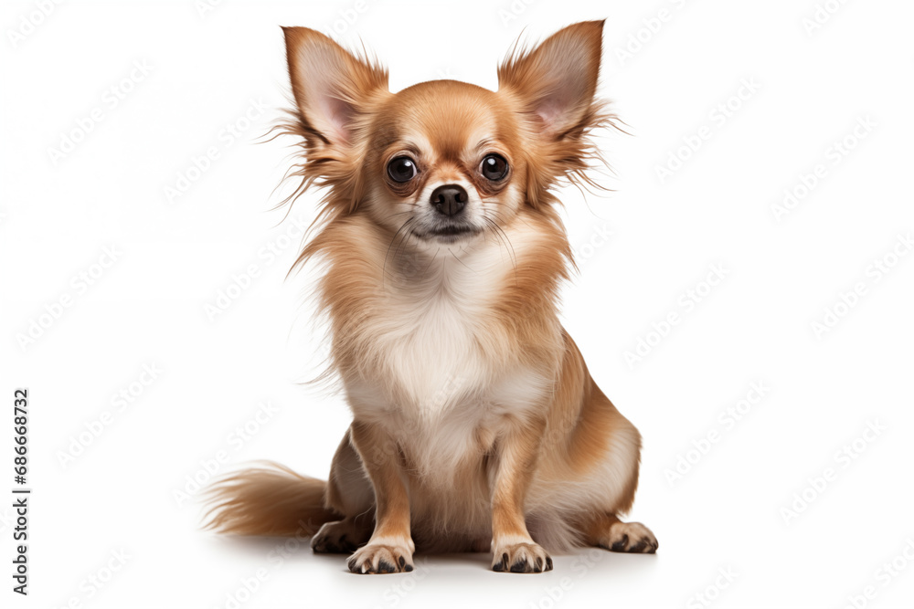 Full size portrait of Chihuahua dog Isolated on white background