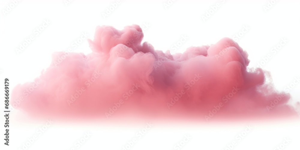 Pink clouds pastel atmosphere on white backgrounds 3d rendering, Generative AI 