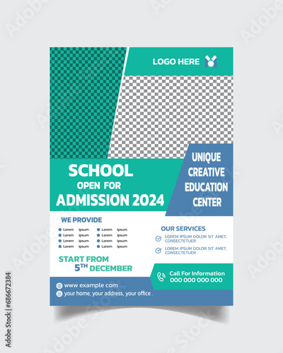  Kids School Creative Flyer Template or Modern Education Leaflet A4
