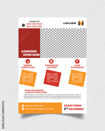 School and Education Flyer Template Design or Study Leaflet