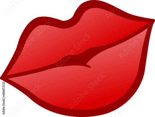 Beautiful Women's Lips. Symbol of Love. Vector Illustration for Valentines Day. A passionate kiss