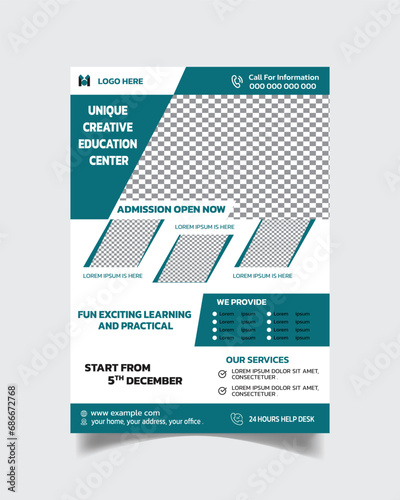  Education Flyer Template Design or Creative School Leaflet A4