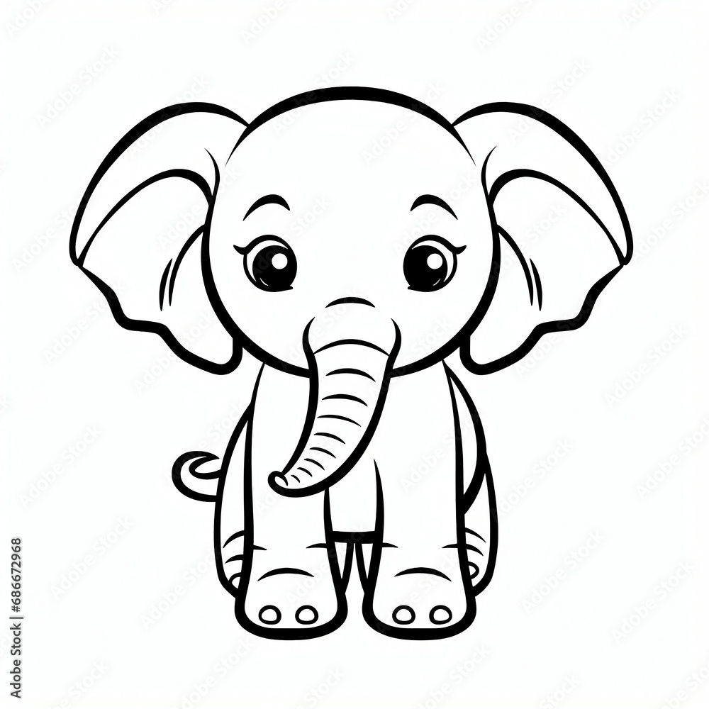 A very easy toddler’s first coloring page of a very cute “Standing Elephant” that is very easy for a baby to color! The sharp line art and bold black lines make it easy for toddlers ai generative A very easy toddler’s first coloring page of a very cute “Standing Elephant” that is very easy for a baby to color! The sharp line art and bold black lines make it easy for toddlers ai generative