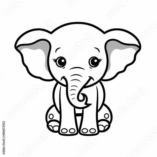 A very easy toddler   s first coloring page of a very cute    Standing Elephant    that is very easy for a baby to color  The sharp line art and bold black lines make it easy for toddlers ai generative