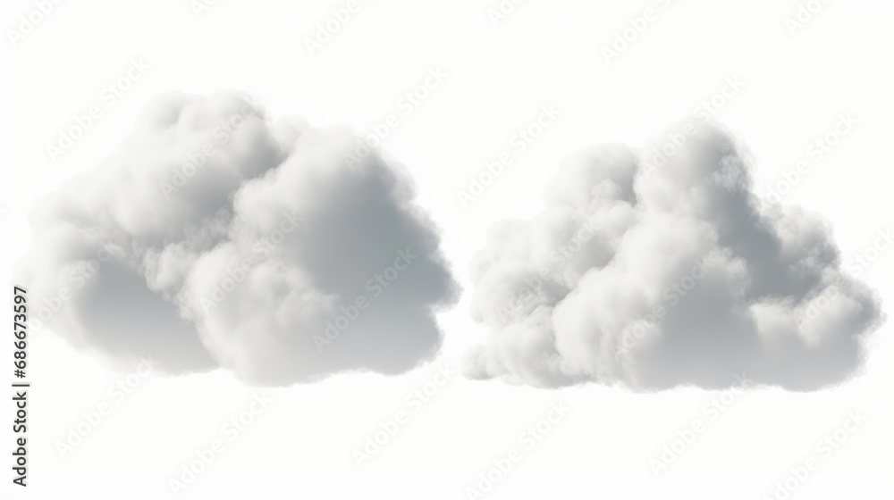 Fluffy clear white clouds cut out white backgrounds special effect 3d rendering, Generative AI Fluffy clear white clouds cut out white backgrounds special effect 3d rendering, Generative AI