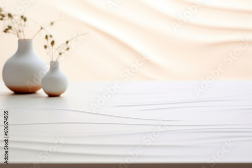 A bunch of flower in a ceramic vase. Simple and minimal home decoration. Generative AI