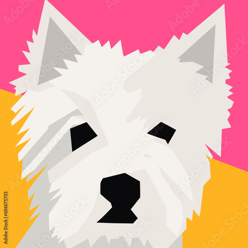 West Highland White Terrier Face - Minimalist Design