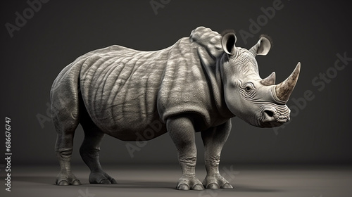 White rhinoceros, square lipped rhinoceros or rhino. generative ai © Witri