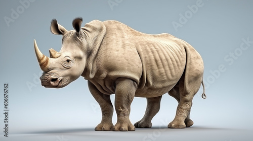 White rhinoceros  square lipped rhinoceros or rhino. generative ai