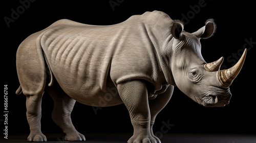 White rhinoceros, square lipped rhinoceros or rhino. generative ai