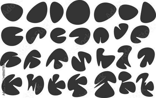 Set of dynamic blob shape, blotch, organic irregular blot collection, fluid liquid random form. Vector illustration