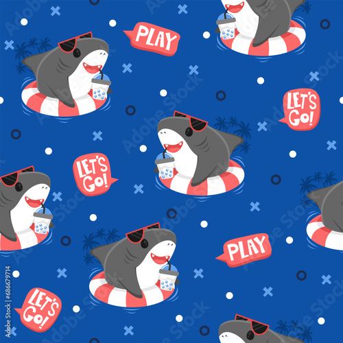 Cute Jaw Cartoon Vector Pattern Design.