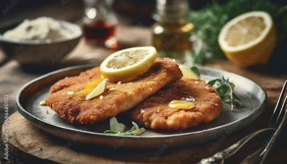 Delicious schnitzel with lemon Delicious schnitzel with lemon