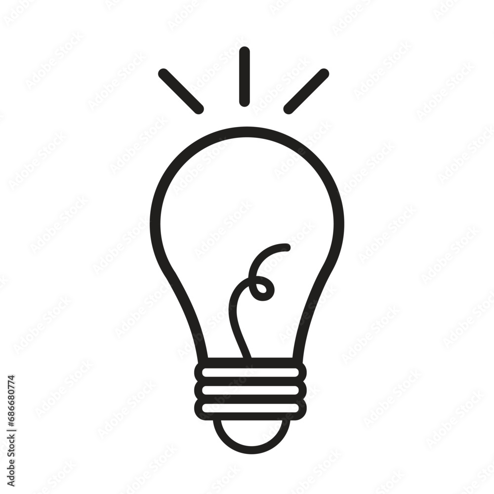 Light bulb vector icon illustration isolated on square white background. Simple flat minimalist cartoon art styled drawing. Idea, creativity, and technology themed symbol or sign. Light bulb vector icon illustration isolated on square white background. Simple flat minimalist cartoon art styled drawing. Idea, creativity, and technology themed symbol or sign.