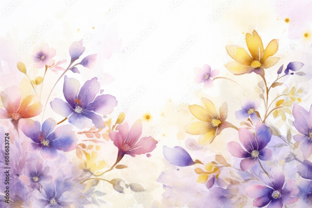 A beautiful watercolor painting of flowers on a clean white background. This versatile image can be used for various purposes such as greeting cards, posters, and home decor
