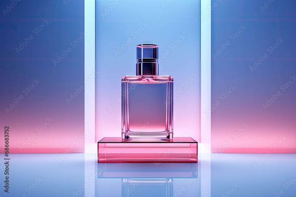 Glass bottle for perfume, simple background Glass bottle for perfume, simple background