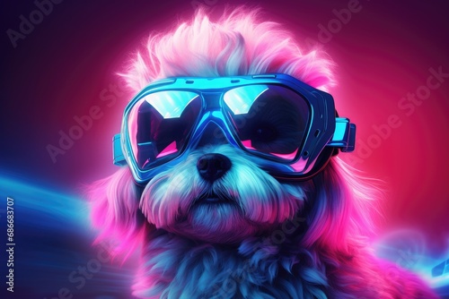 Futuristic illustration of petfluencer character, dog © Tymofii
