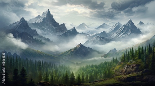 Misty mountain landscape © Tymofii