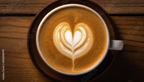 Coffee Latte with a Heart Pattern