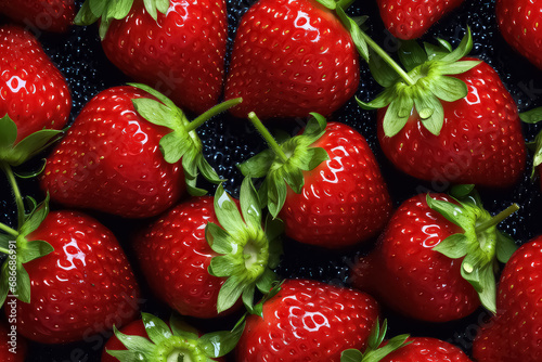 seamless background of many beautiful and shiny strawberry  top view.