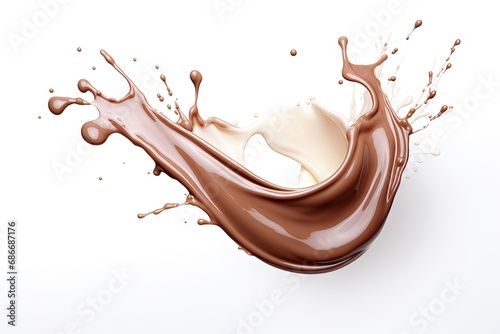 Chocolate milk splash isolated on white background