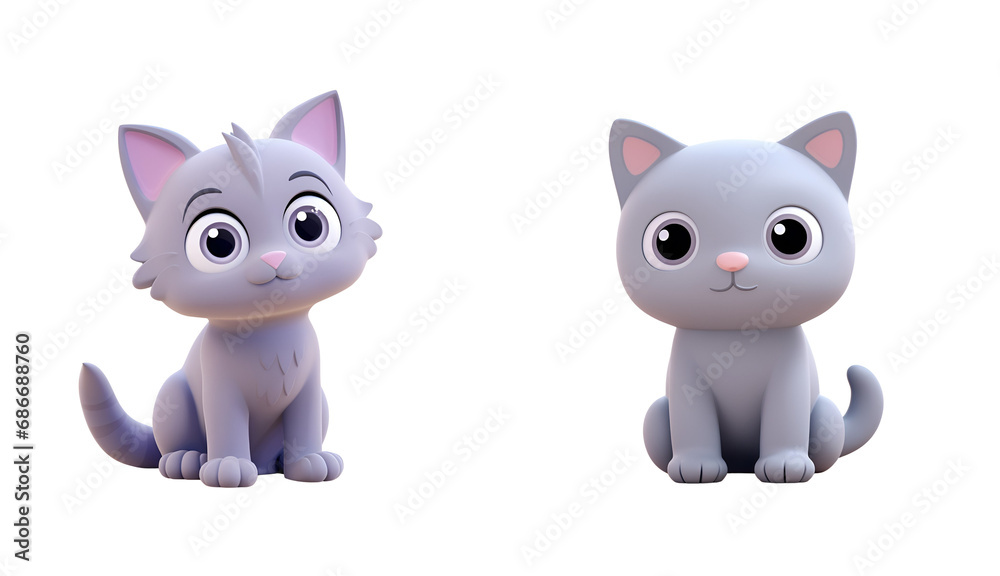 Kids’ Plastic Bath Toy Set: Cute Grey Cat in 3D Rendering Banner, Isolated on Transparent Background, PNG Kids’ Plastic Bath Toy Set: Cute Grey Cat in 3D Rendering Banner, Isolated on Transparent Background, PNG