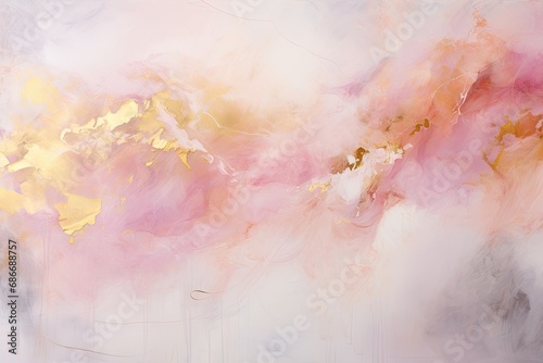 White Pink And Gold Abstract Oil Painting