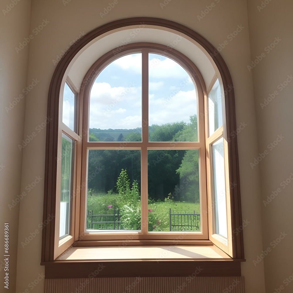 Obraz premium window with a view,ai generated 