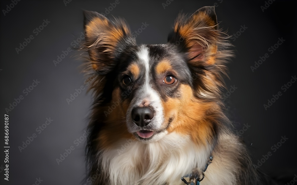 portrait of dog brown white black colors ai generative